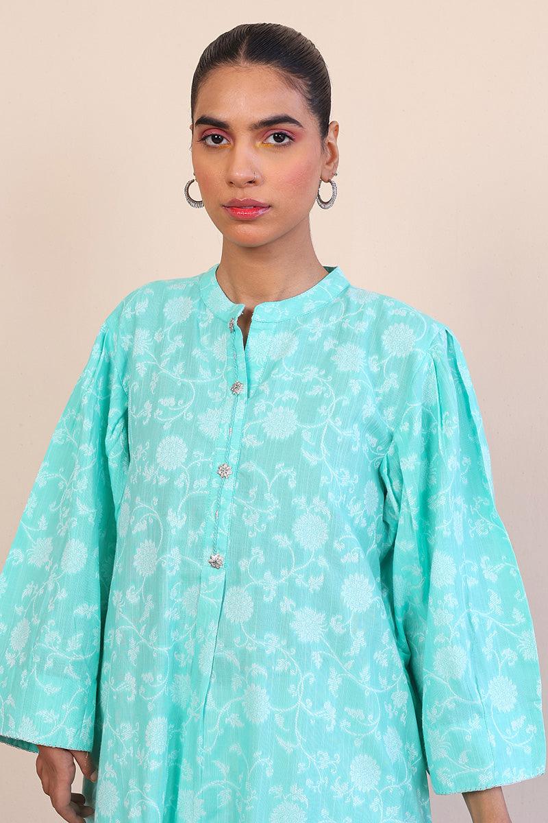 Generation - Breezy Blues Kurta - Green - Lawn - 1 Piece