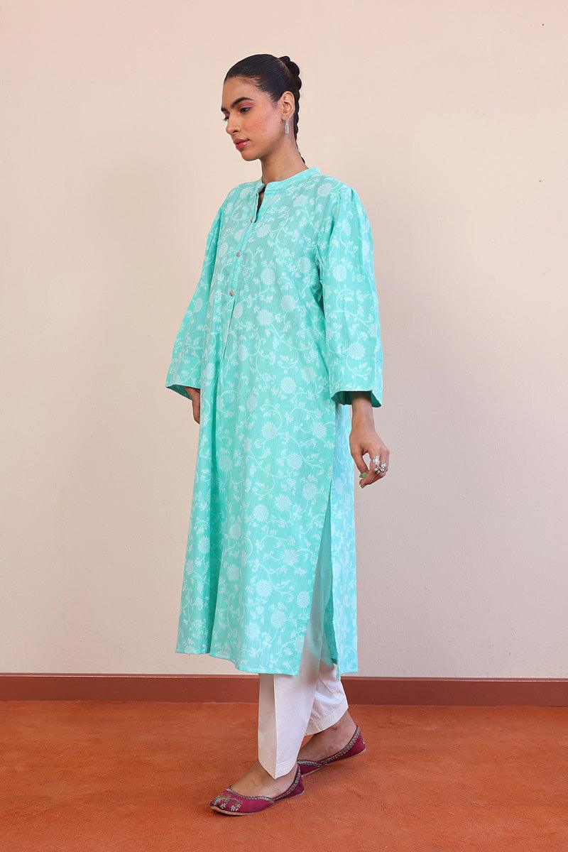 Generation - Breezy Blues Kurta - Green - Lawn - 1 Piece