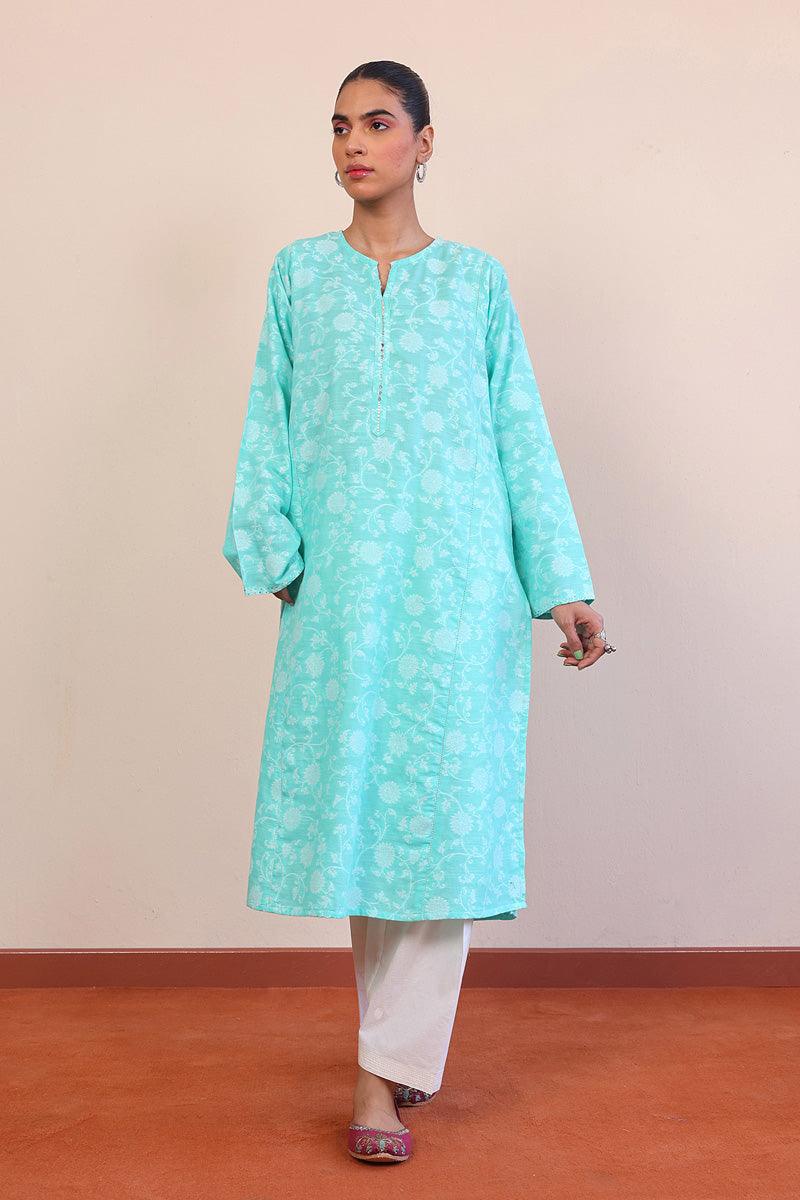 Generation - Breezy Blues Jacquard Kurta - Green - Lawn - 1 Piece