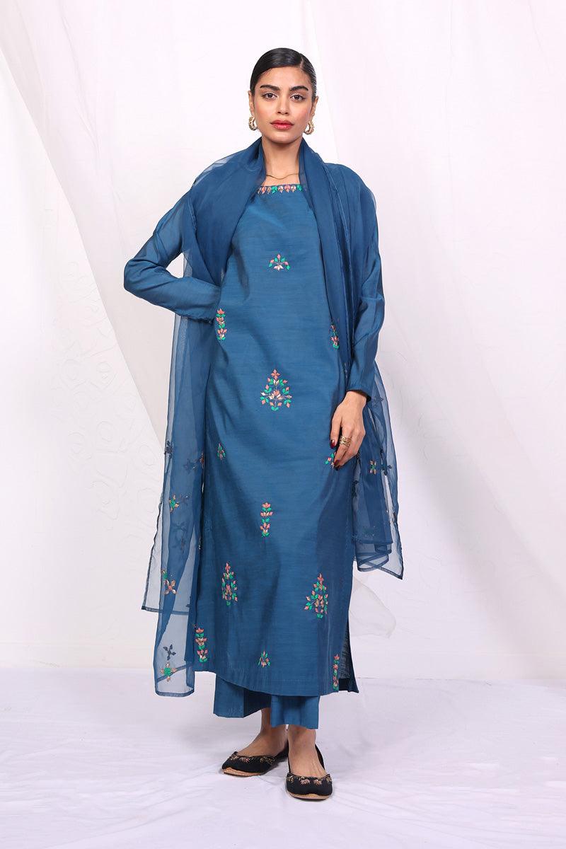 Generation - Umbrella Dream Hand Embroidered Suit - Blue - Cotton - 3 Piece