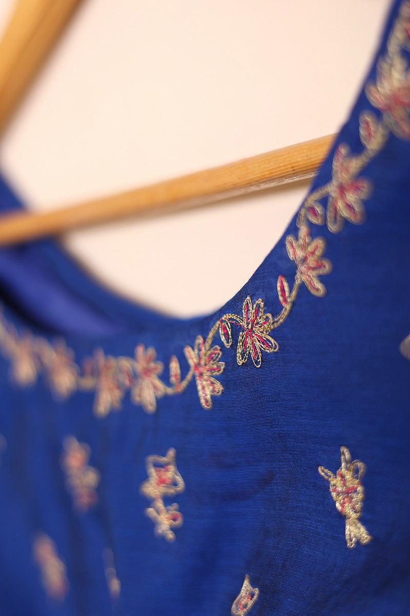 Generation - Pathani Peekaboo Saree - Blue - Cotton - 3 Piece