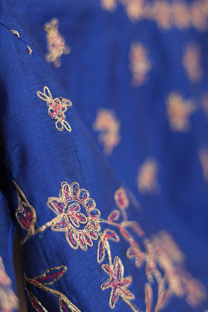 Generation - Pathani Peekaboo Saree - Blue - Cotton - 3 Piece