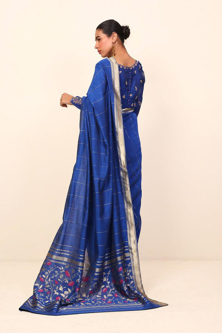 Generation - Pathani Peekaboo Saree - Blue - Cotton - 3 Piece