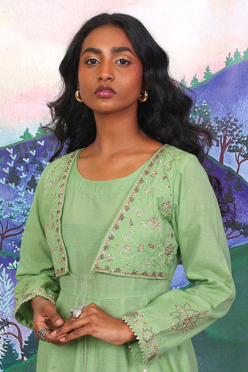 Generation - Saadah Anarkali 2-Piece - Green - Karandi