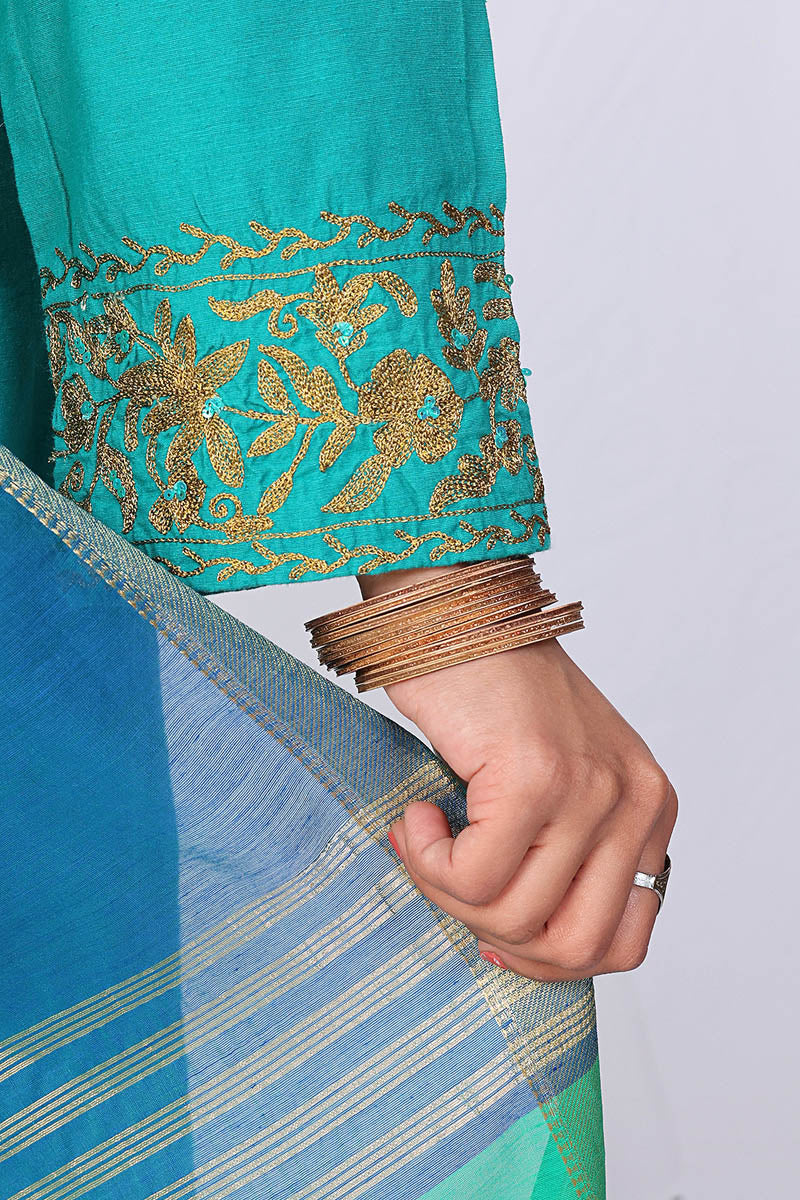 Generation - Aik Rang Asmani Suit - Green - Cotton - 3 Piece
