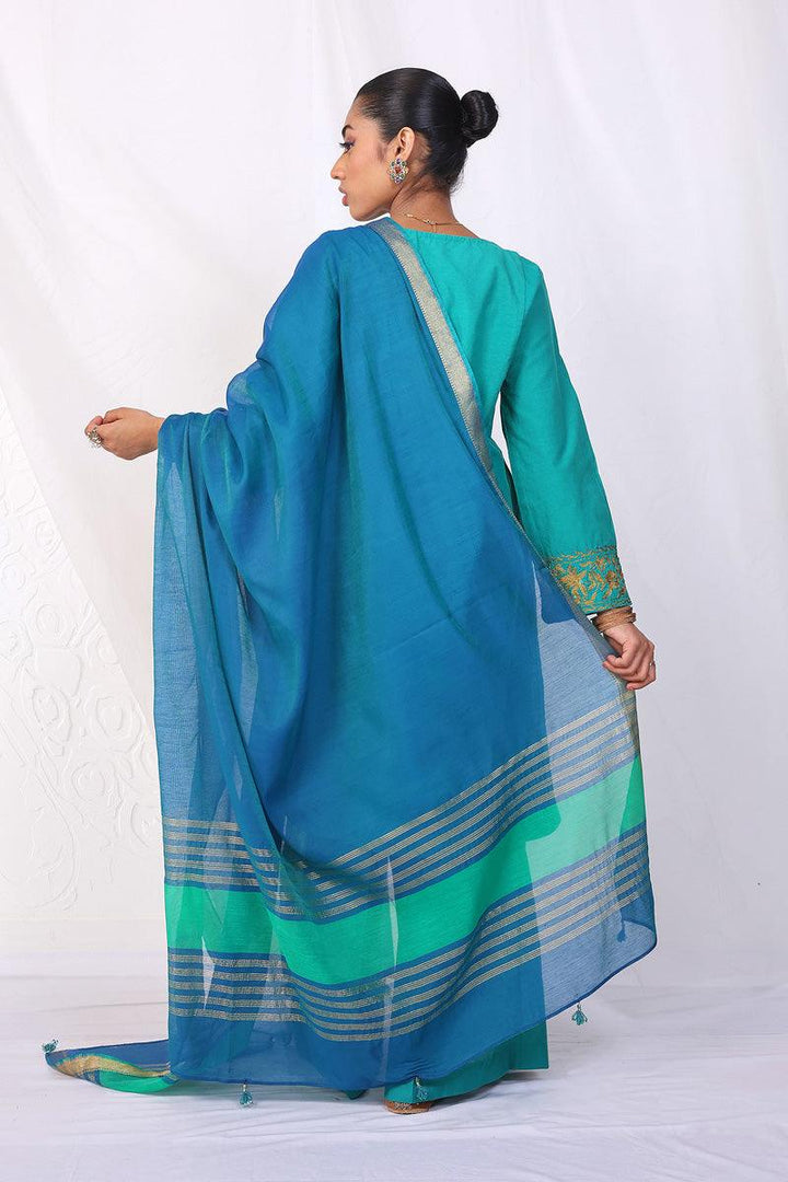 Generation - Aik Rang Asmani Suit - Green - Cotton - 3 Piece