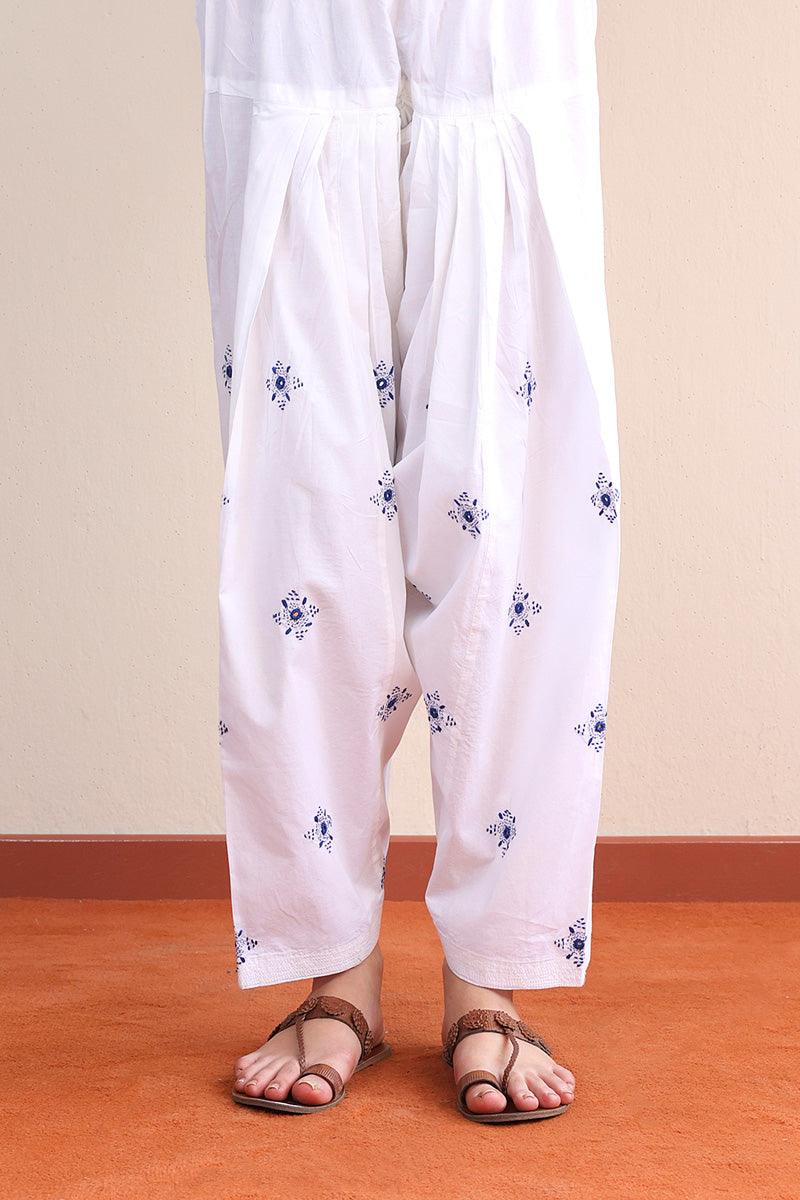 Generation - NKR Hand embroidered Shalwar - White - Lawn - 1 Piece