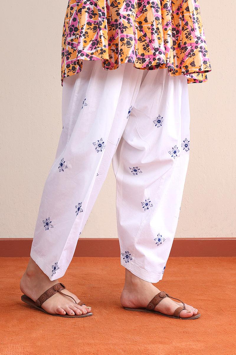 Generation - NKR Hand embroidered Shalwar - White - Lawn - 1 Piece