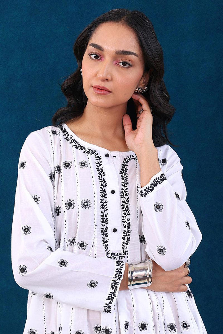 Generation - NKR Embroidered Peplum - White - Lawn - 1 Piece