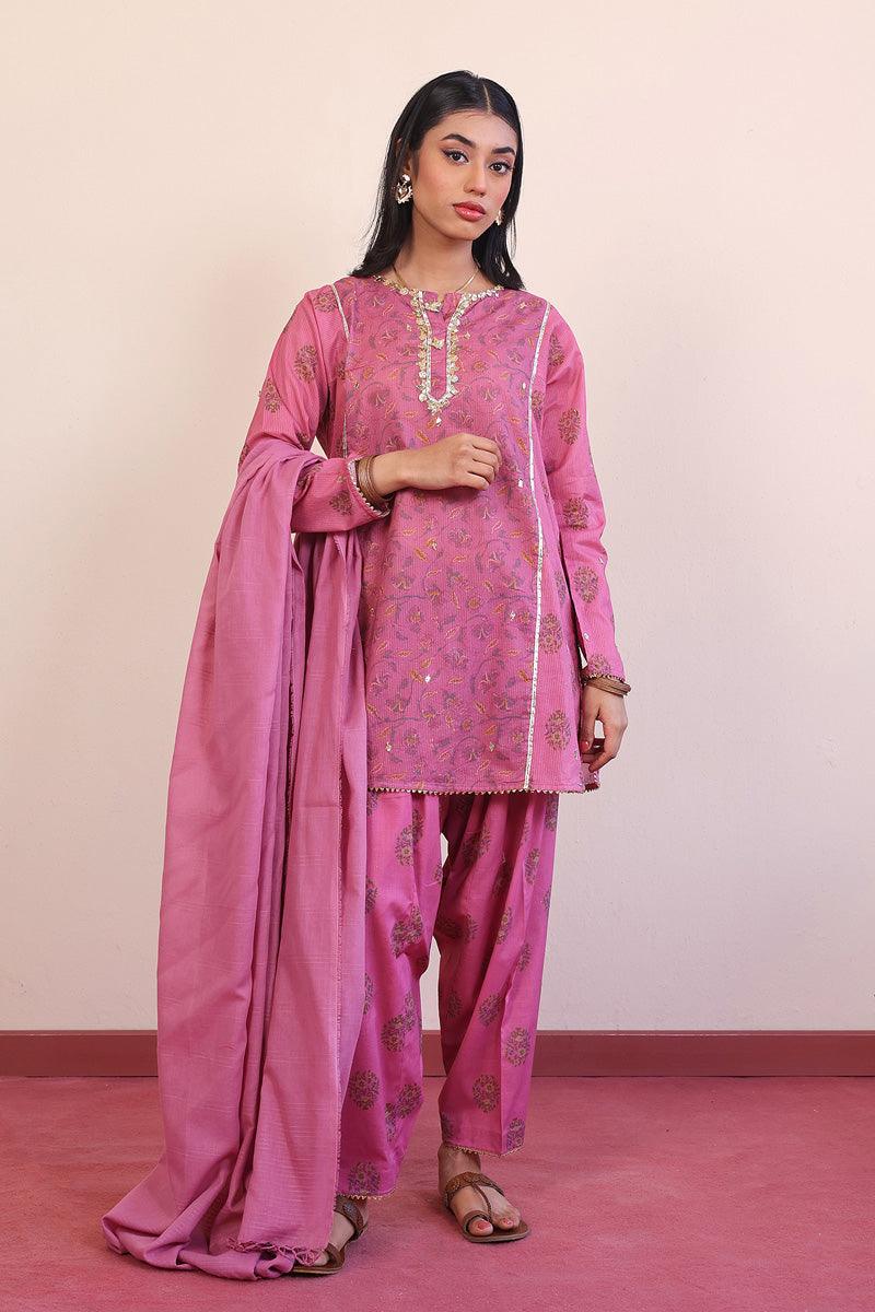 Generation - Timeless Romance Gota Galore Suit - Pink - Lawn - 3 Piece
