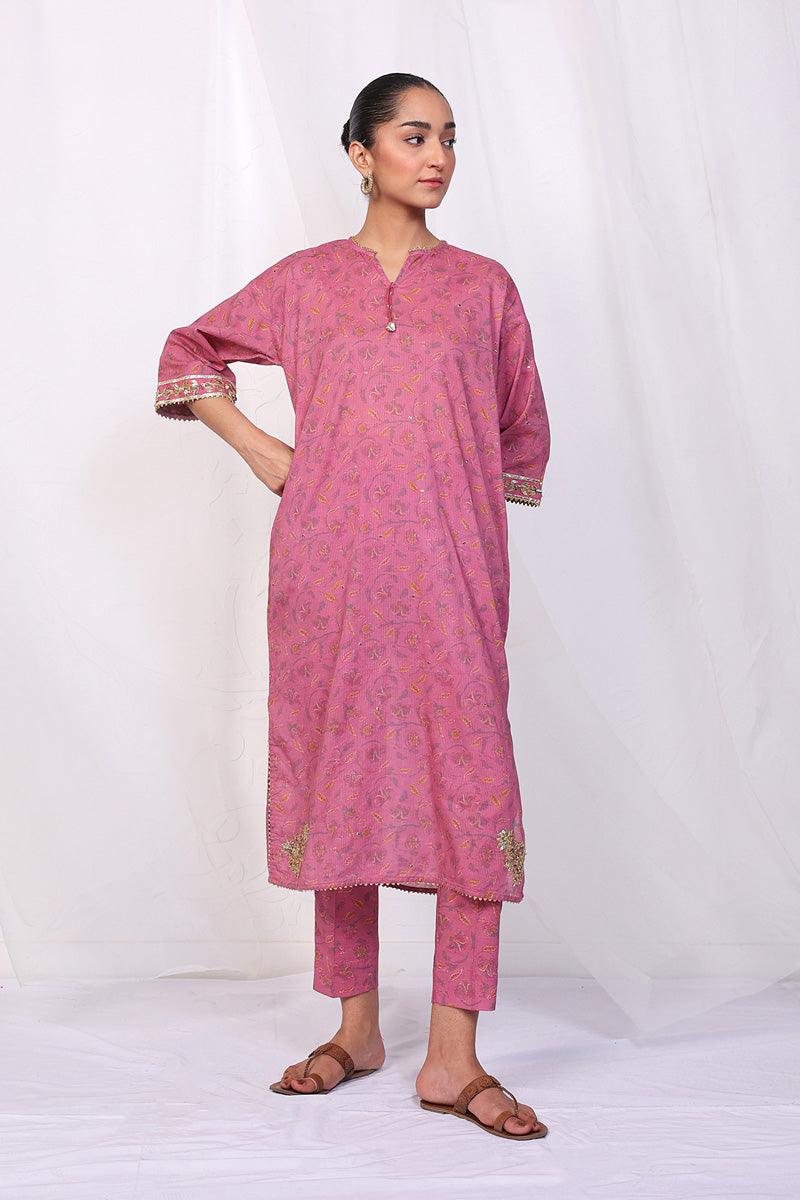 Generation - Timeless Romance Gota detailed Set - Pink - Lawn - 2 Piece