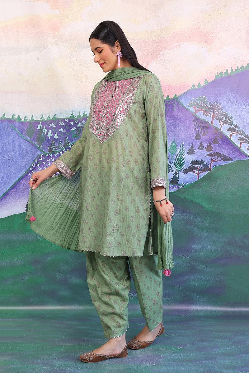 Generation - Timeless Romance Gota Galore Suit - Green - Lawn - 3 Piece