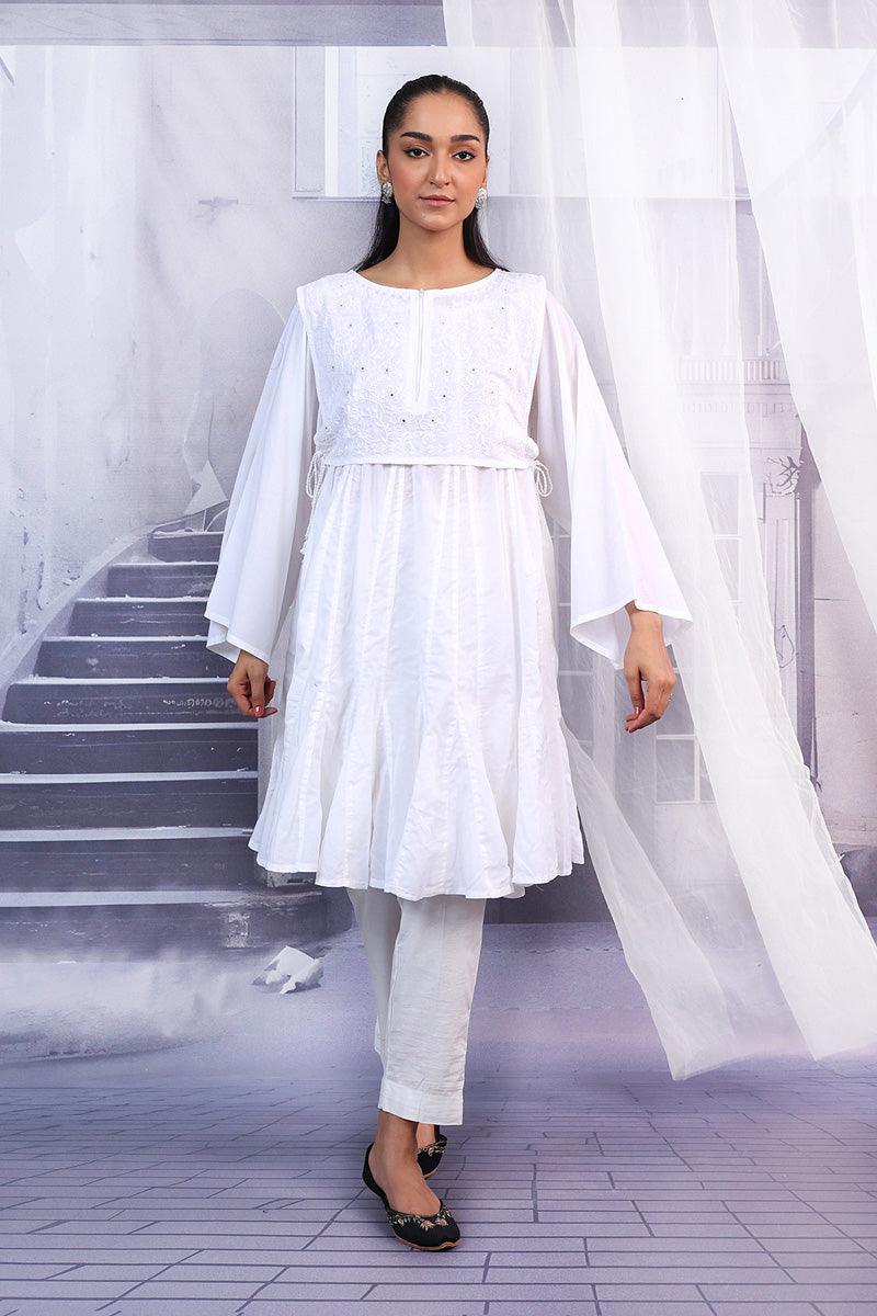 Generation - NKR sheeshakari Koti and Frock - White - Lawn - 1 Piece