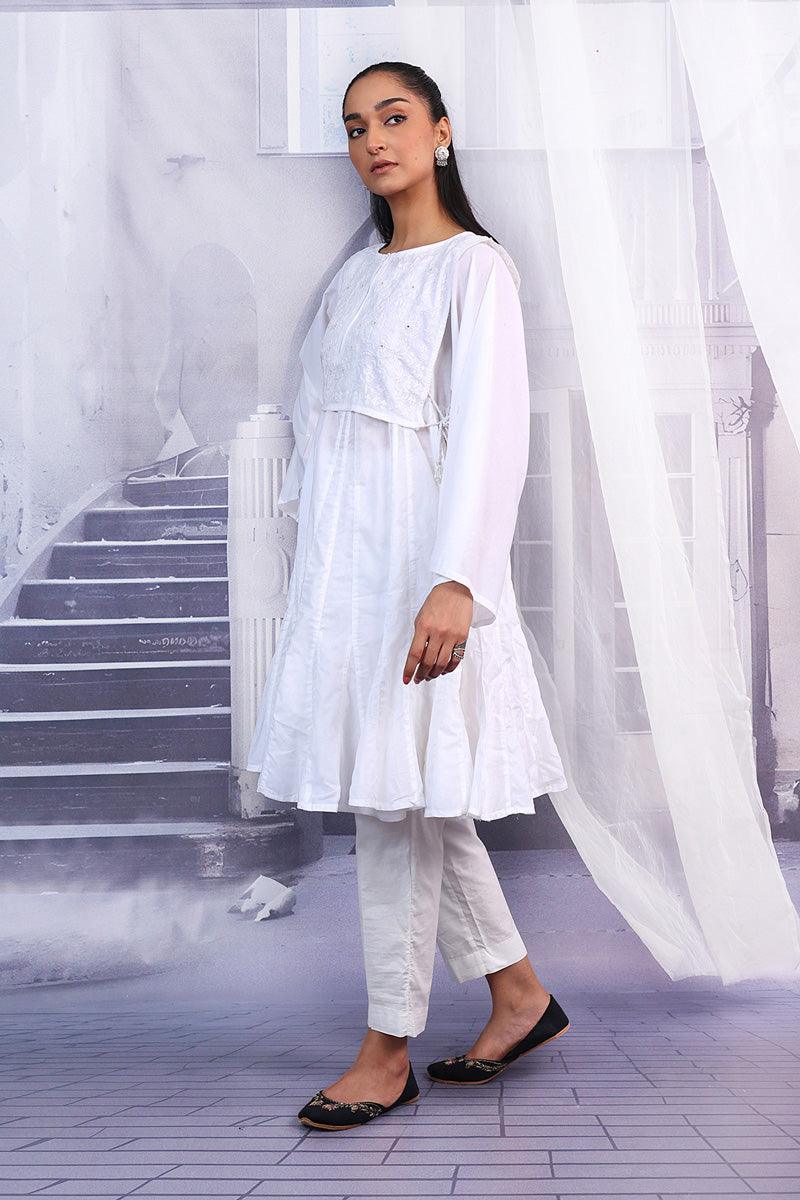 Generation - NKR sheeshakari Koti and Frock - White - Lawn - 1 Piece