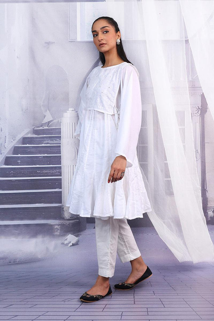 Generation - NKR sheeshakari Koti and Frock - White - Lawn - 1 Piece