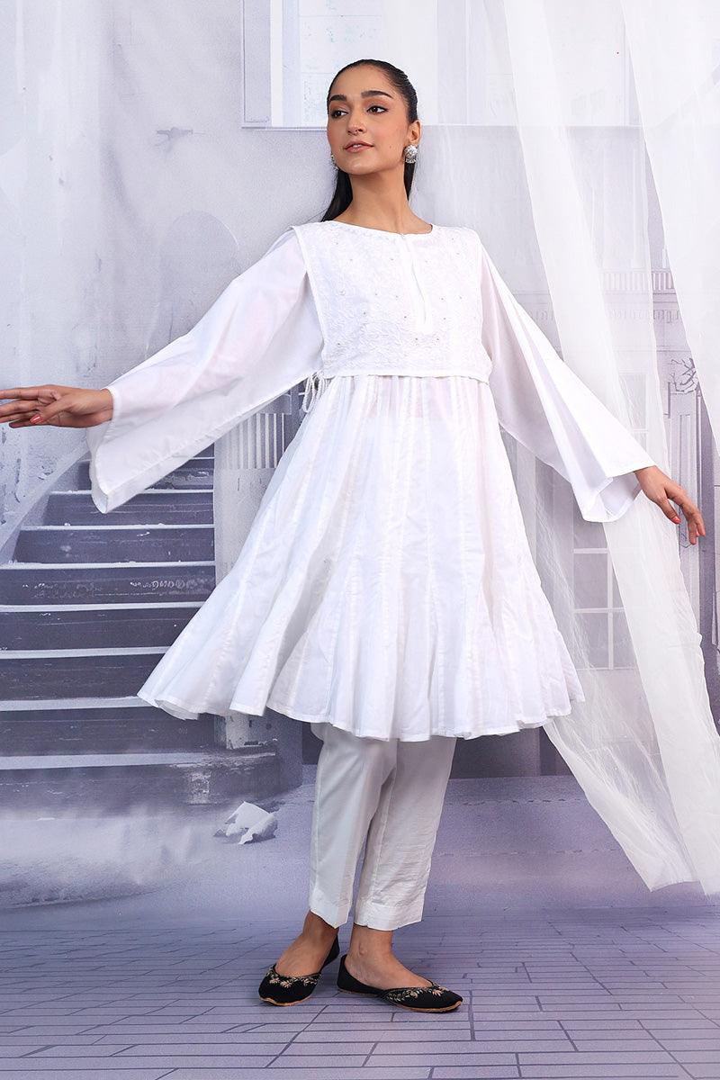 Generation - NKR sheeshakari Koti and Frock - White - Lawn - 1 Piece