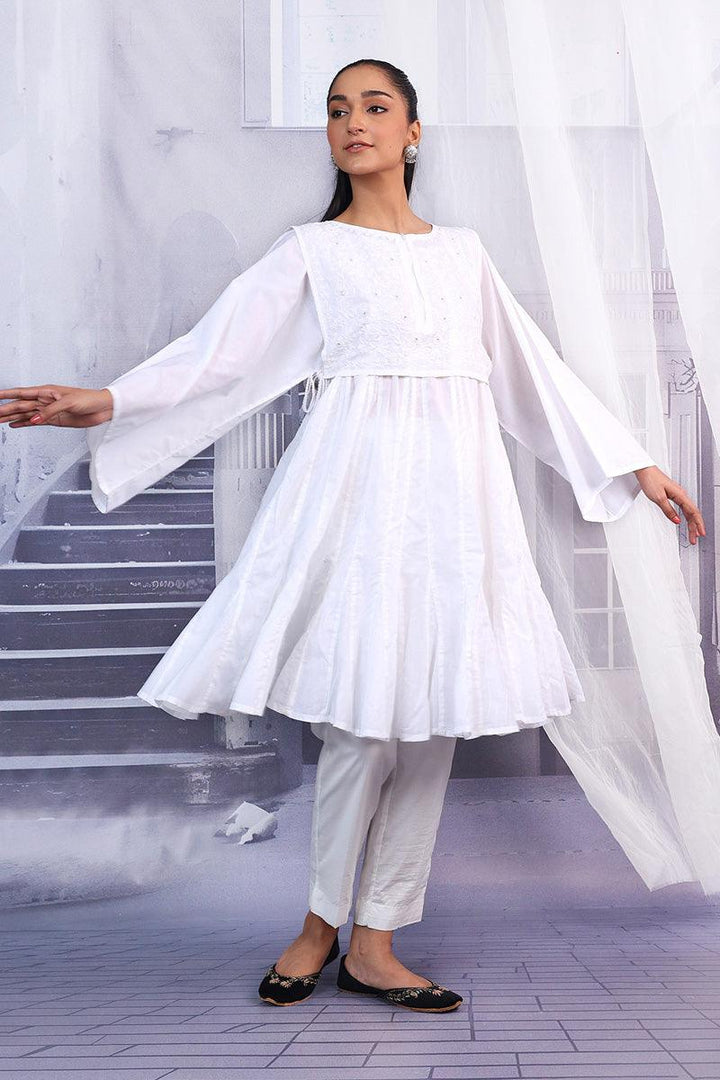 Generation - NKR sheeshakari Koti and Frock - White - Lawn - 1 Piece