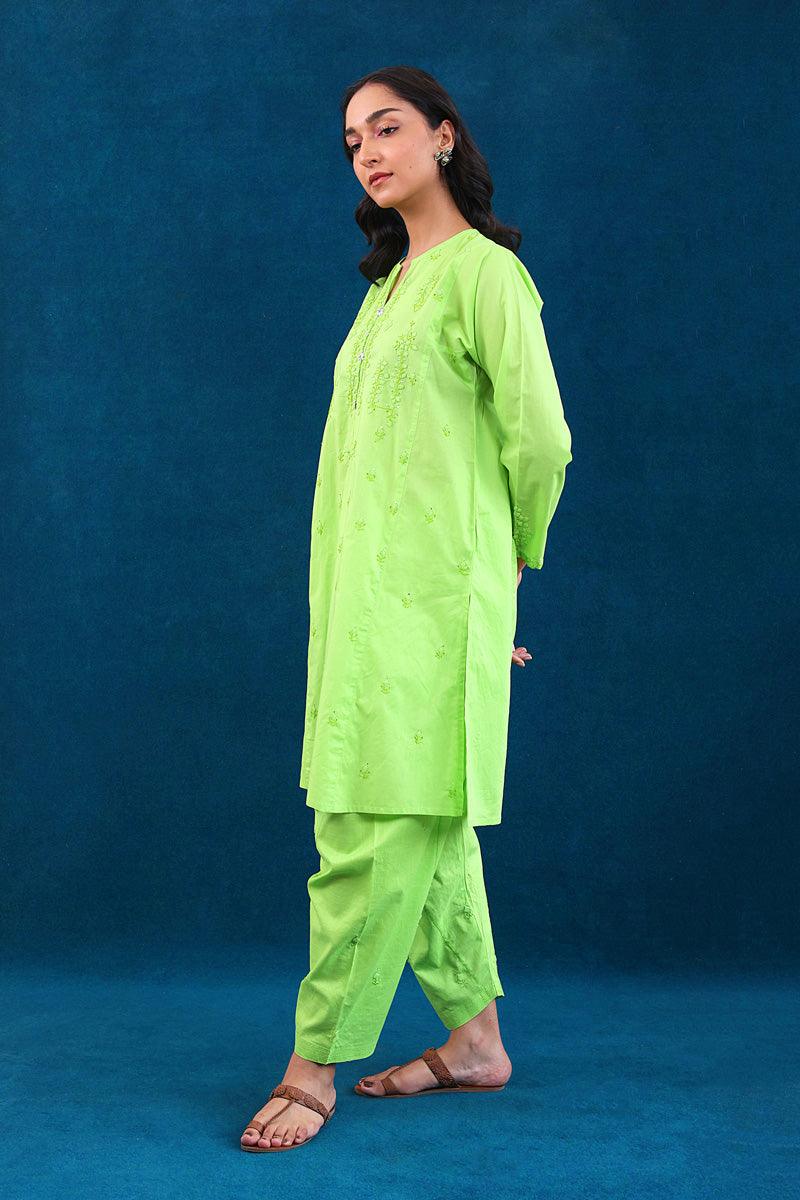 Generation - Rung e Bahaar Patti work Set - Green - Lawn - 2 Piece