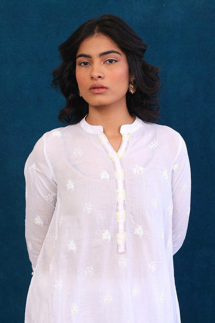 Generation - Bagh Embroidered A-line shirt - White - Lawn - 1 Piece