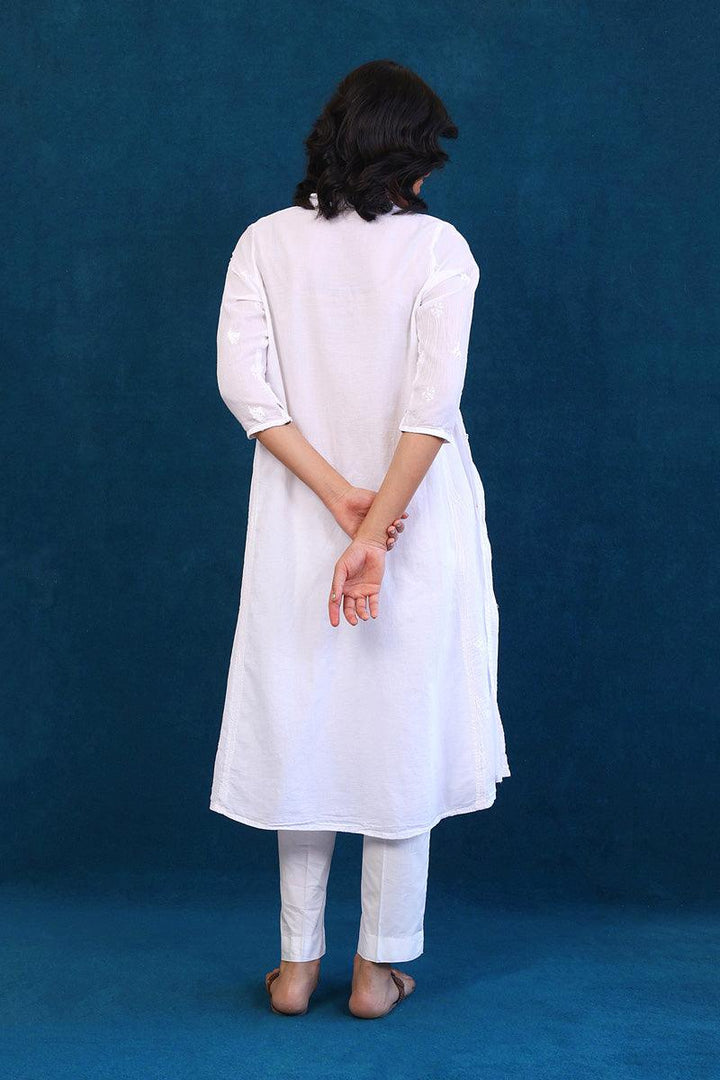 Generation - Bagh Embroidered A-line shirt - White - Lawn - 1 Piece