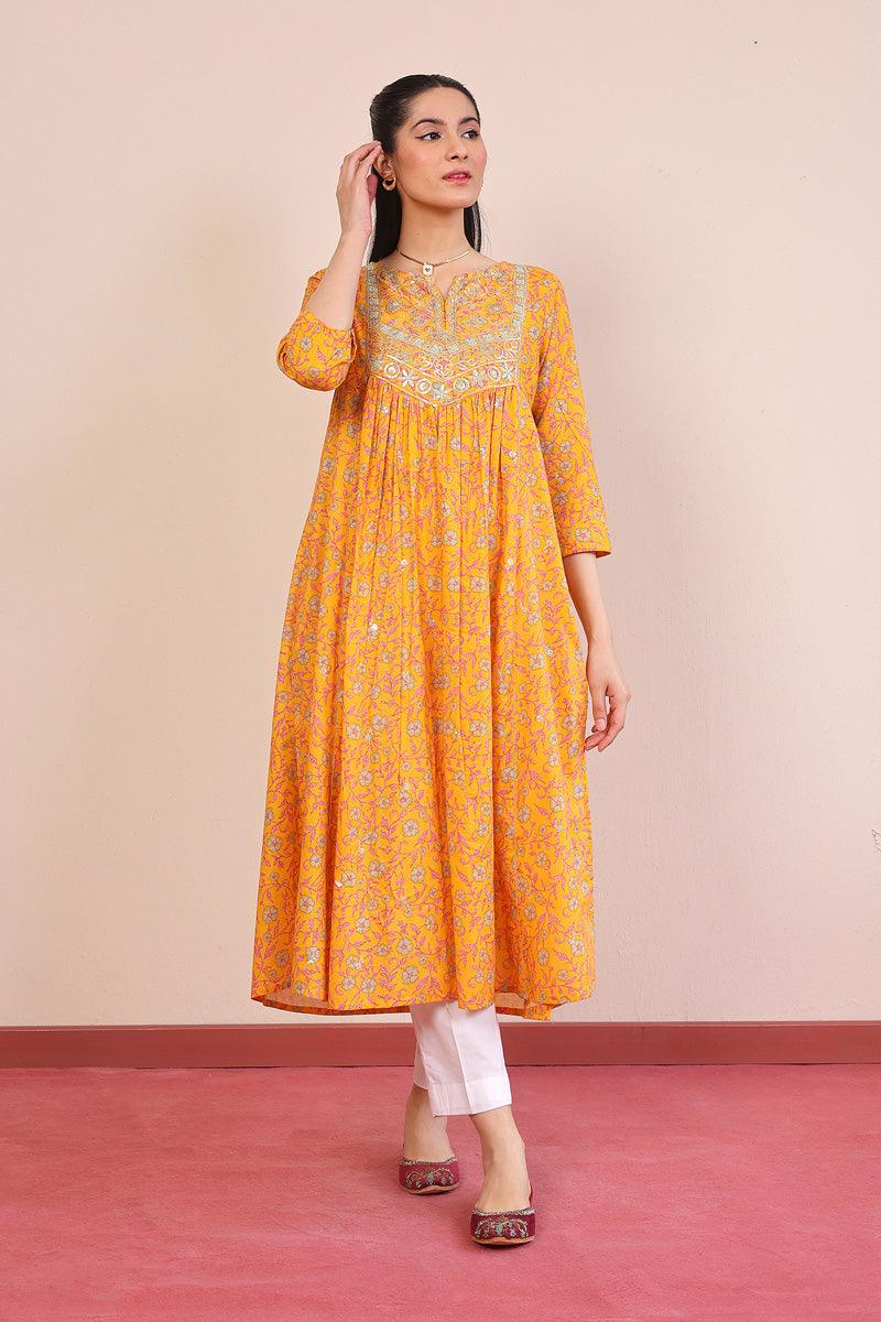 Generation - Desi Beat Swan Dress - Yellow - Lawn - 1 Piece