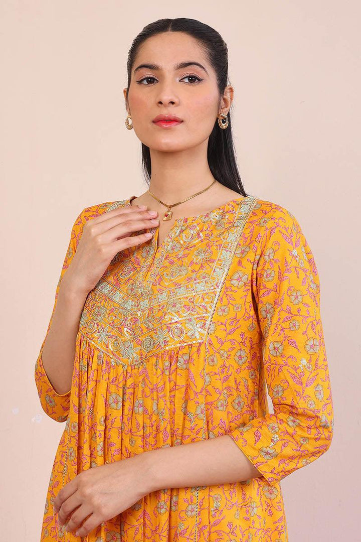 Generation - Desi Beat Swan Dress - Yellow - Lawn - 1 Piece