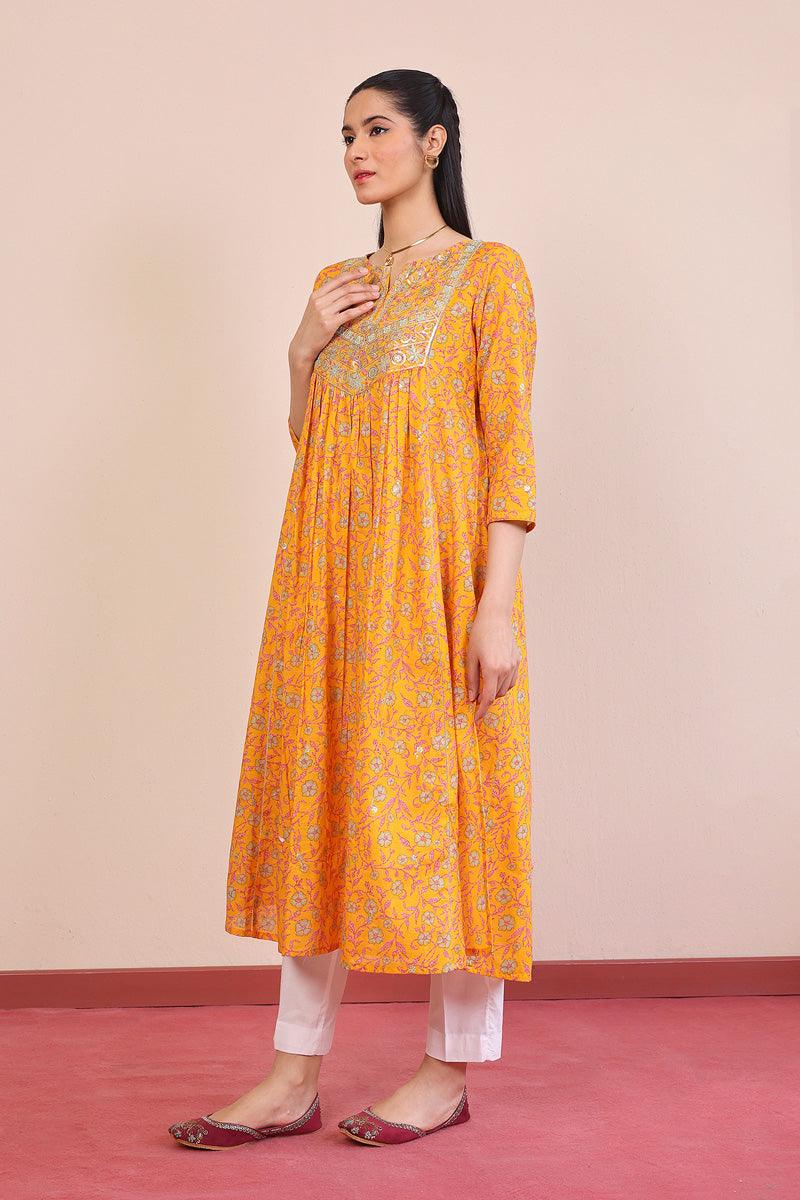 Generation - Desi Beat Swan Dress - Yellow - Lawn - 1 Piece