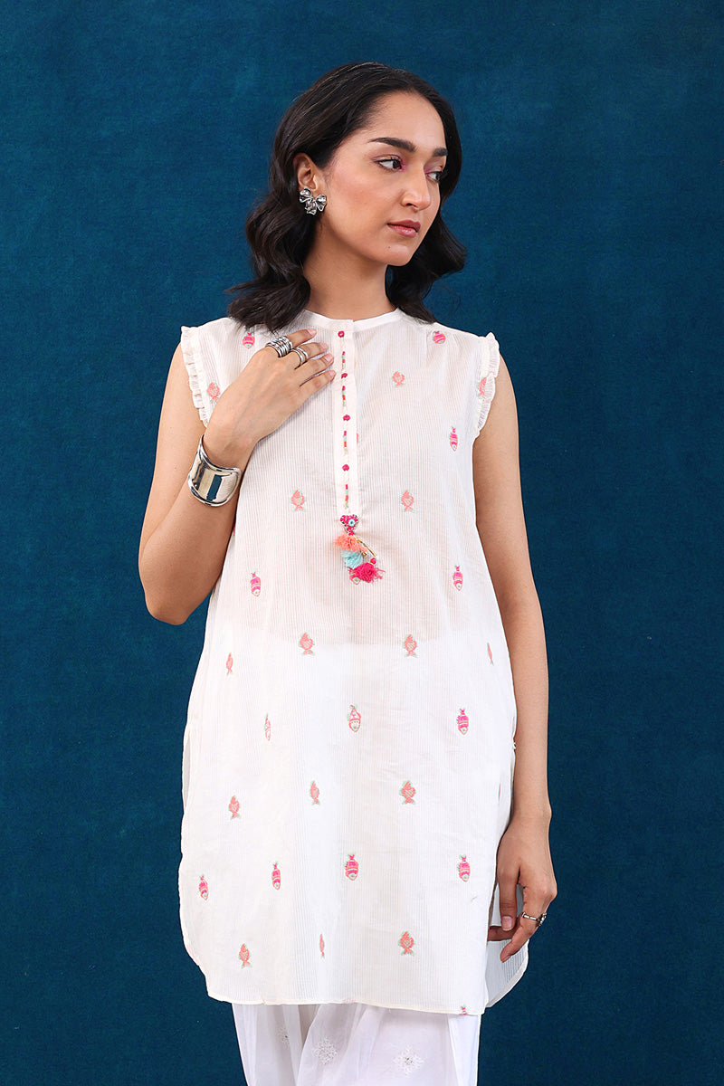 Generation - Malmal Machli Kurti - Off White - Lawn - 1 Piece