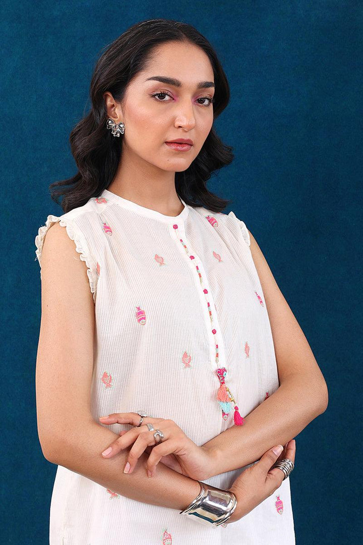 Generation - Malmal Machli Kurti - Off White - Lawn - 1 Piece
