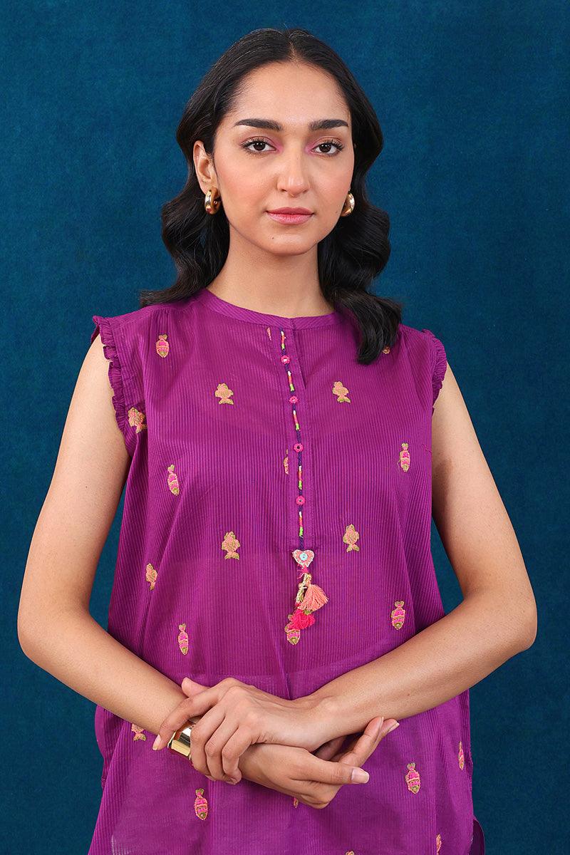 Generation - Malmal Machli Kurti - Purple - Lawn - 1 Piece