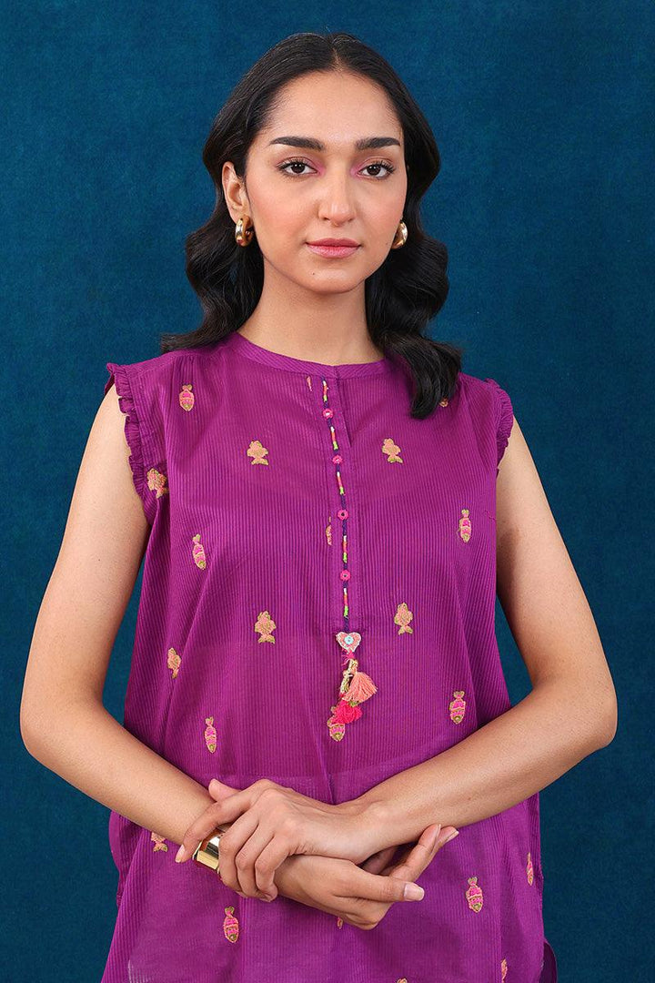 Generation - Malmal Machli Kurti - Purple - Lawn - 1 Piece