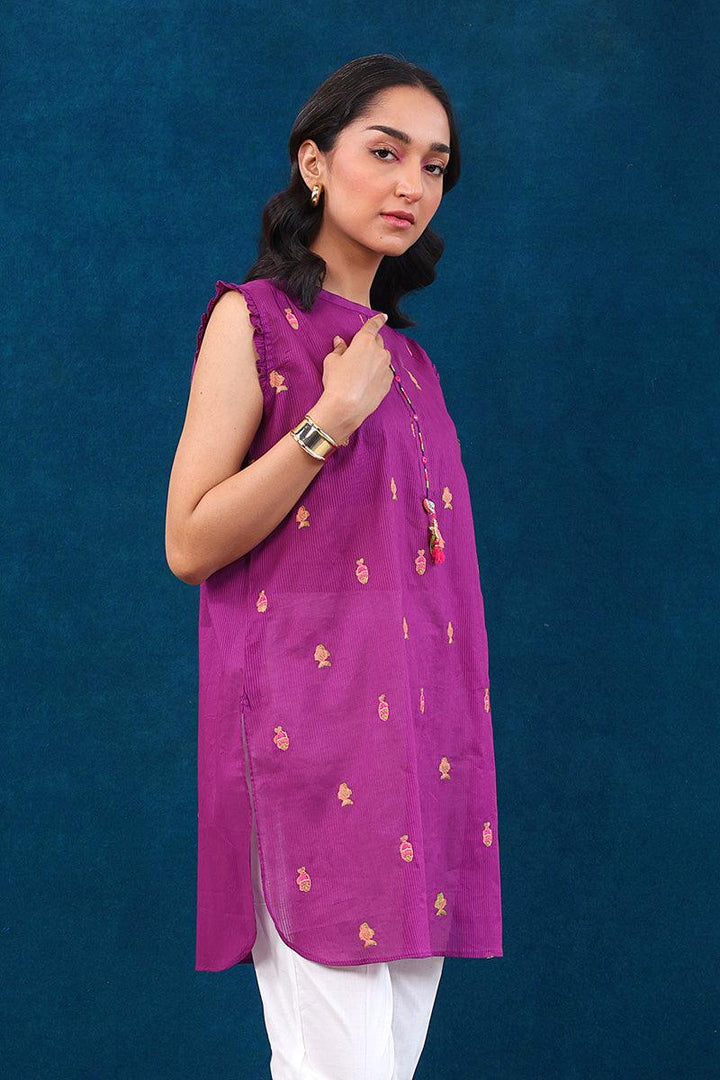 Generation - Malmal Machli Kurti - Purple - Lawn - 1 Piece