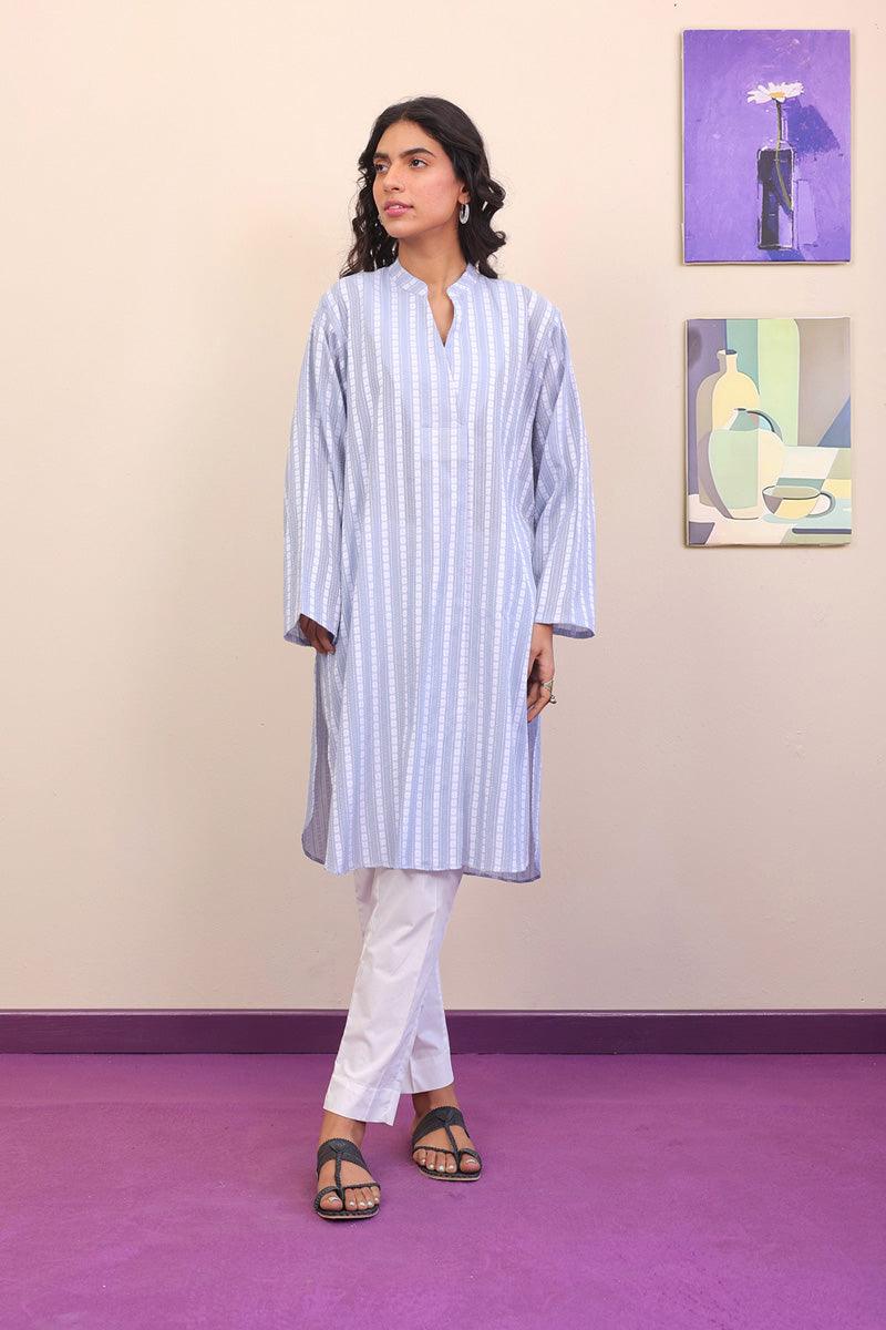 Generation - Katan Kahani Kurta - Blue - Jacquard - 1 Piece