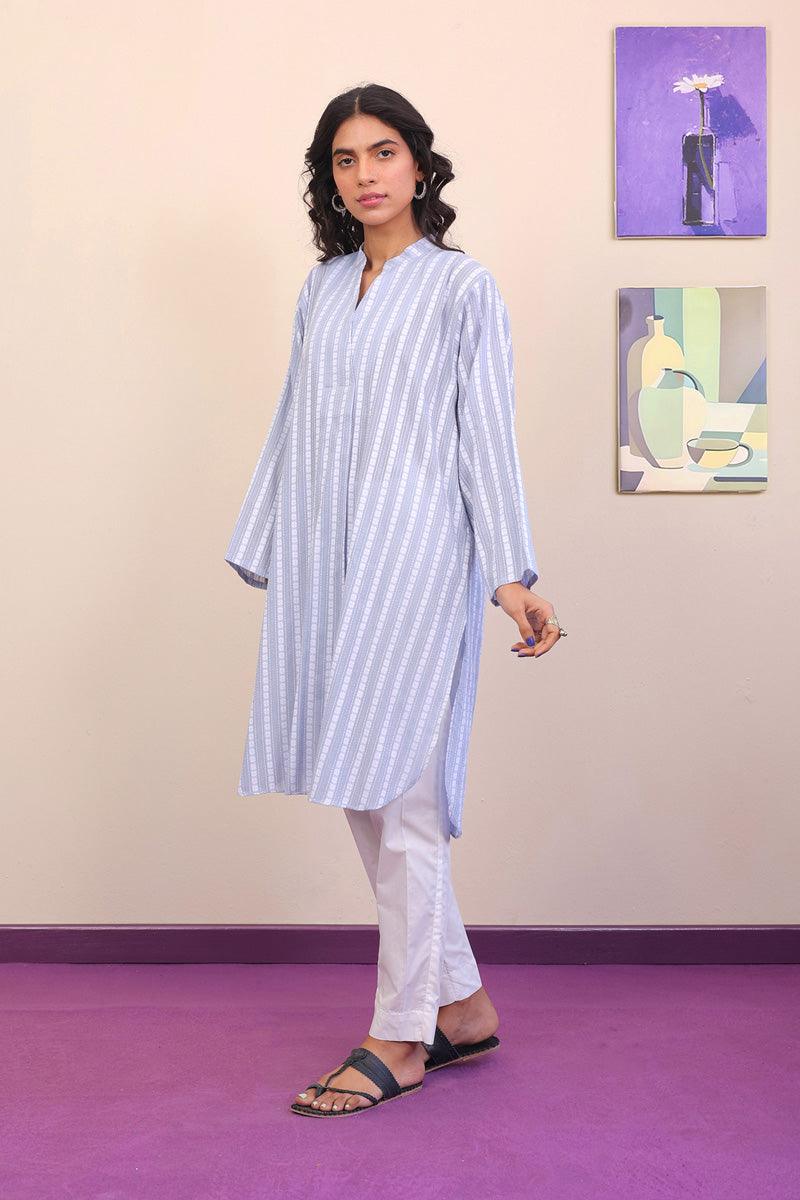 Generation - Katan Kahani Kurta - Blue - Jacquard - 1 Piece