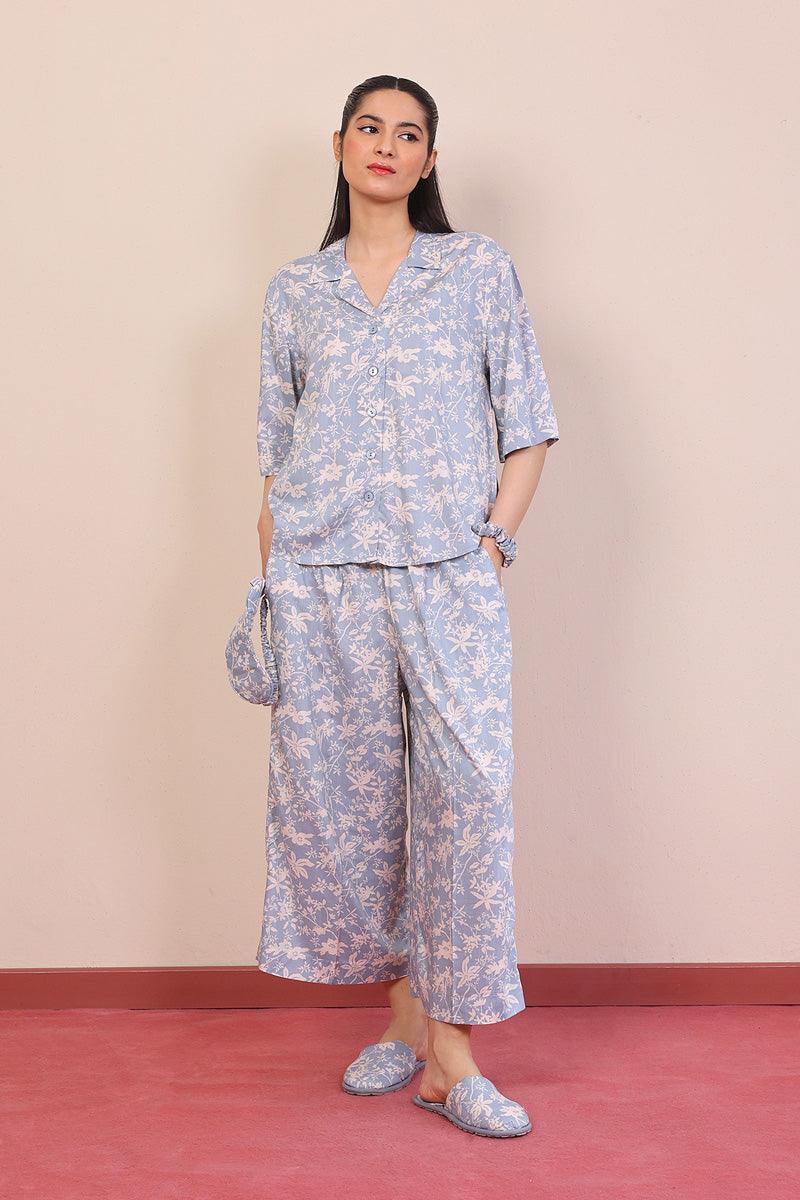 Generation - Loungewear Culottes Set - Blue - Viscose - 2 Piece