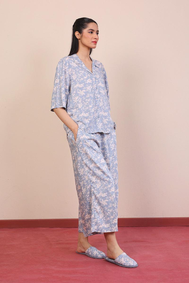 Generation - Loungewear Culottes Set - Blue - Viscose - 2 Piece