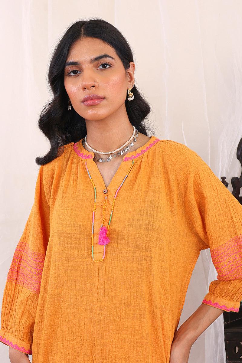 Generartion - Whisper Embroidered Set - 2 Piece - Orange - Lawn