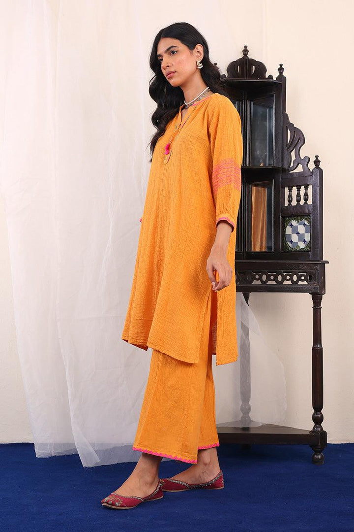 Generartion - Whisper Embroidered Set - 2 Piece - Orange - Lawn
