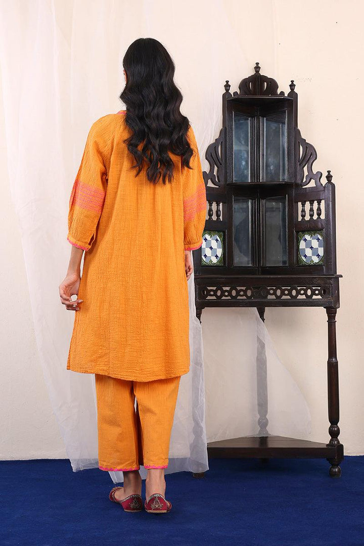 Generartion - Whisper Embroidered Set - 2 Piece - Orange - Lawn