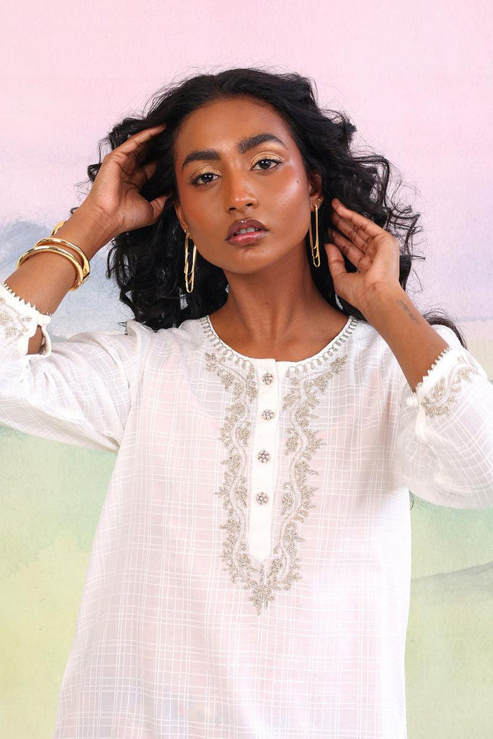 Generation - Virsa Embroidered 2-Piece - White - Lawn