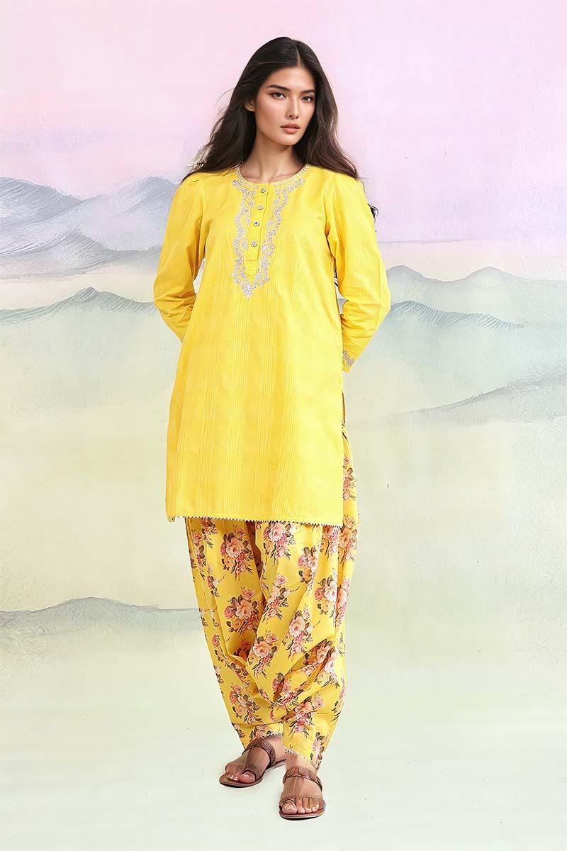 Generation - Virsa Embroidered 2-Piece - Yellow - Lawn