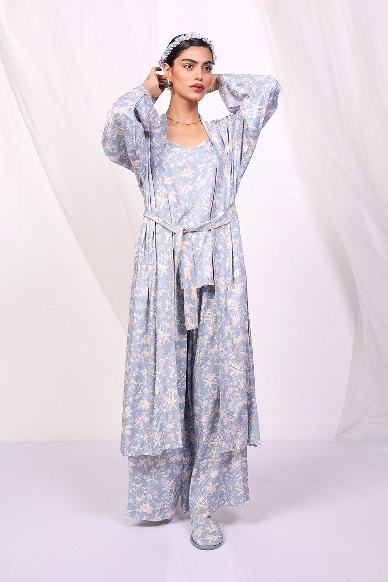 Generation - Loungewear Robe Set - Sky Blue - Viscose - 3 Piece