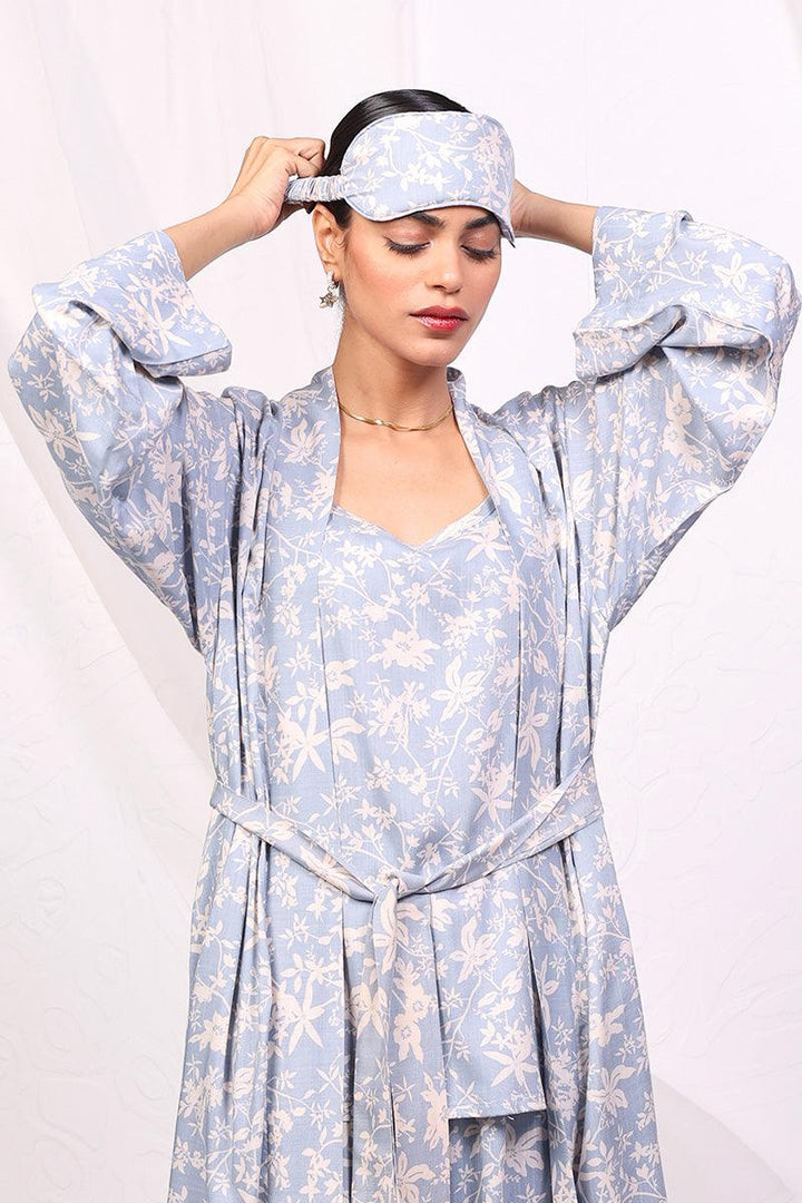 Generation - Loungewear Robe Set - Sky Blue - Viscose - 3 Piece