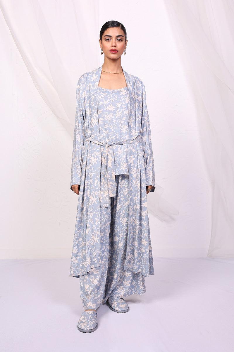 Generation - Loungewear Robe Set - Sky Blue - Viscose - 3 Piece