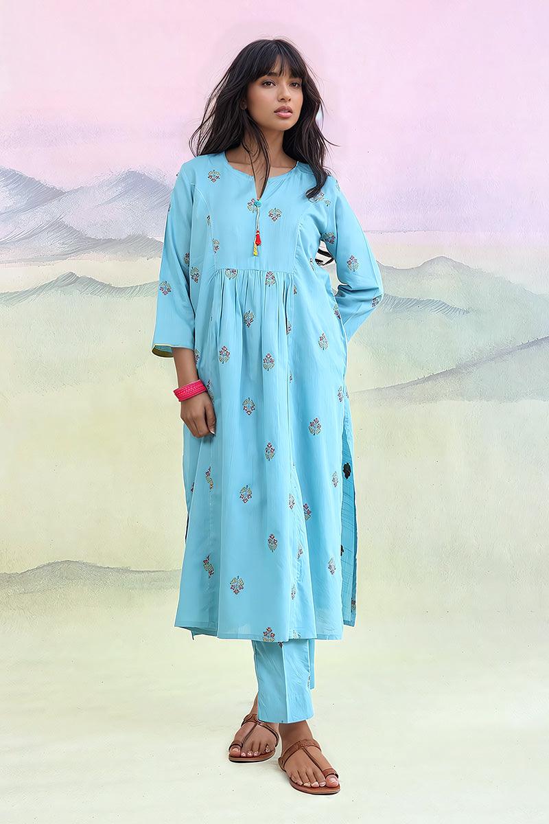 Generation - Feeling Cute Scarlet Shirt 1-Piece - Sky Blue - Lawn
