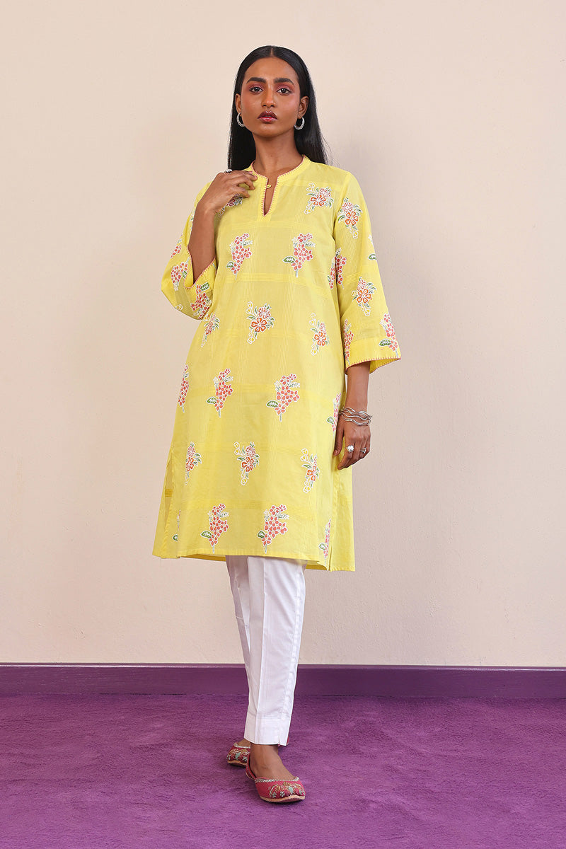 Generation - Tropic Splendour Kurta - Yellow - Lawn - 1 Piece