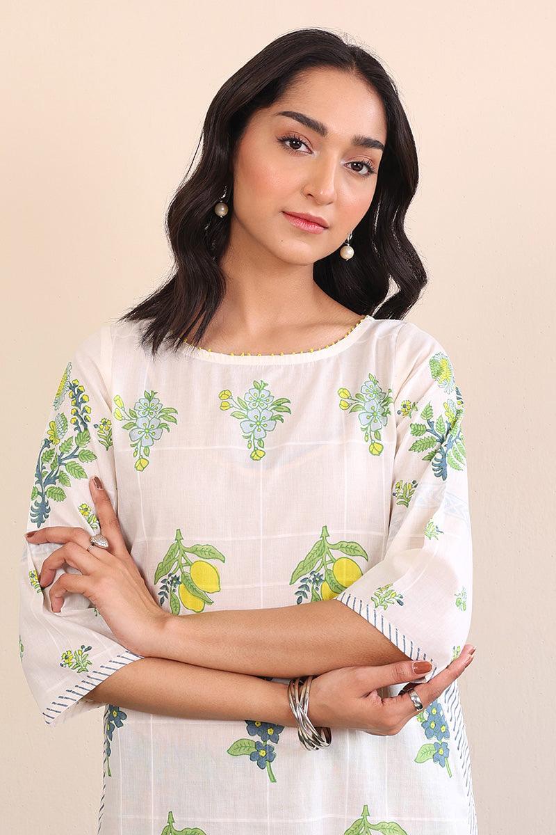 Generation - Tropic Splendour Kurta - Off White - Lawn - 1 Piece