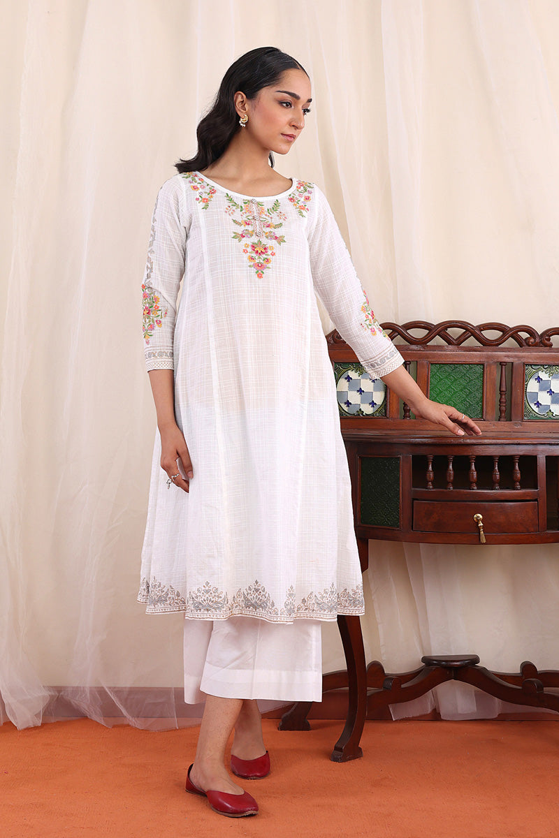 Generartion - Virsa Embroidered Kurta - 1 Piece - White - Lawn