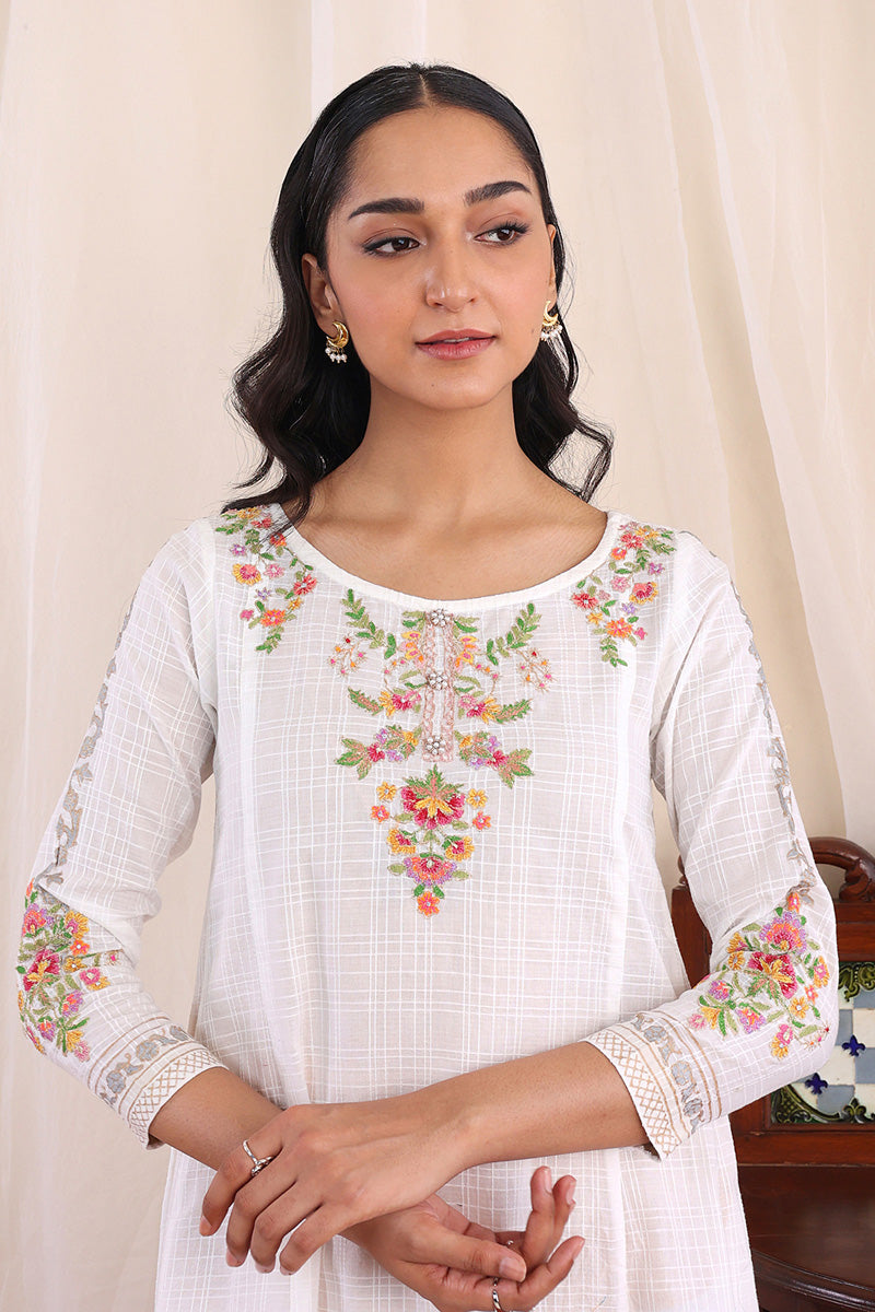 Generartion - Virsa Embroidered Kurta - 1 Piece - White - Lawn