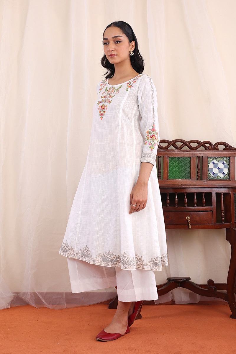 Generartion - Virsa Embroidered Kurta - 1 Piece - White - Lawn